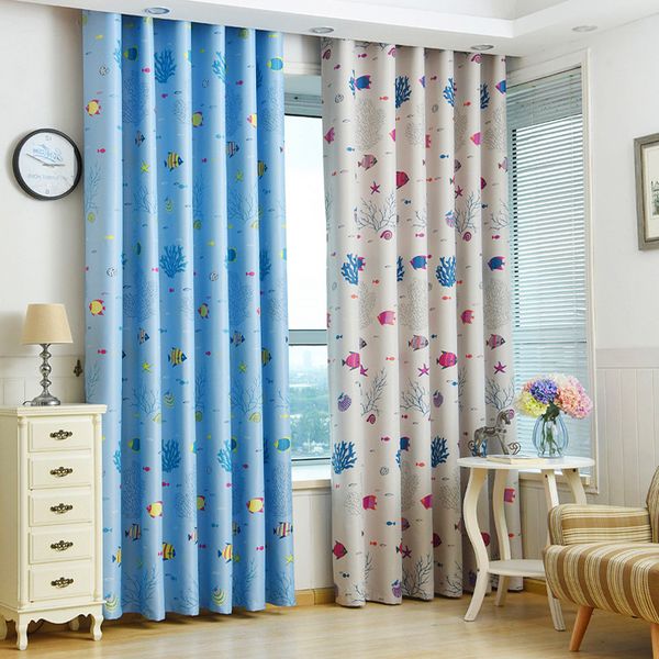 2019 Cartoon Blackout Curtains For Kids Children Bedroom Jarl Home Decor Fish Printed Window Treatments Kitchen Nursery Living Room Curtain Panel From