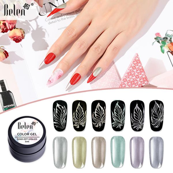 

belen metal painting gel polish uv led draw painting stamping nail art color manicure long lasting gel vernish 5ml, Red;pink
