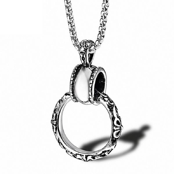 

fashion men circle stainless steel pendant necklace snake chains long 60cm simple punk mens silver gold color jewelry for men