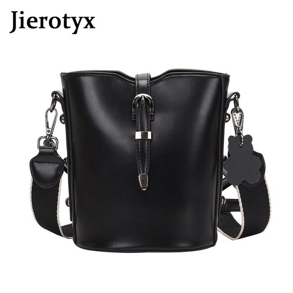 

jierotyx fashion 2020 new trend bucket crossbody bags for woman handbag female buckle pu leather shoulder messenger bags