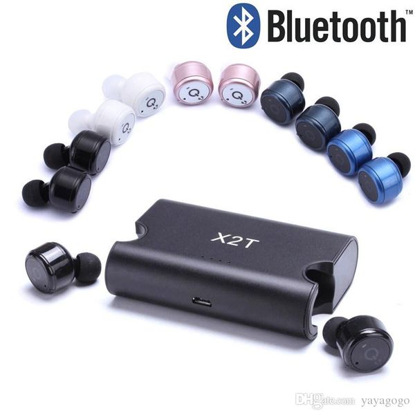 

wholesale x1t/x2t wireless bluetooth mini in ear earbuds stereo earphone headphone with charger box e58