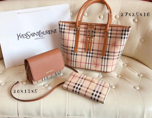 

2020 ladies shoulder bag fashion messenger bag backpack women's classic leather handbag three-piece business bag wallet