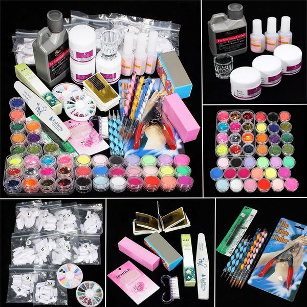 

Профессиональный Nail Art Kit Наборы Маникюрный Набор Система Ухода За Ногтями Акриловая Пудра Жидкий Блеск Клей Разделители Пальцев Кисти Пинцет Праймер Советы