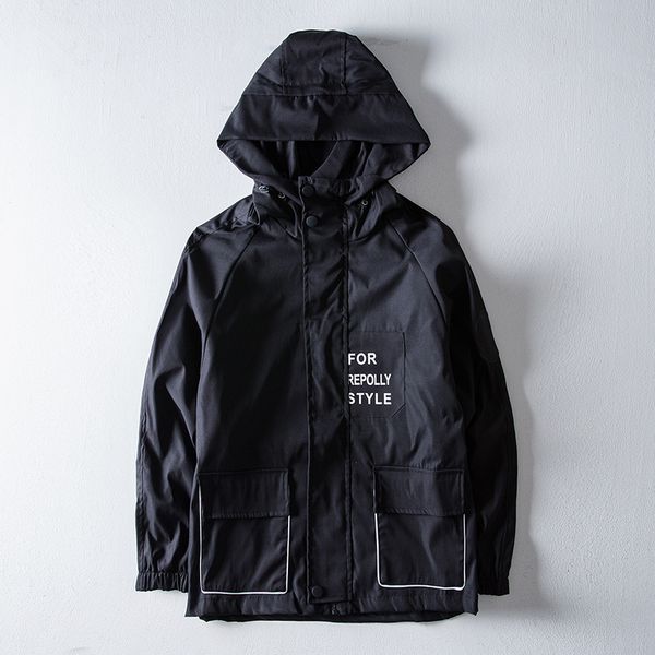 

new 2020 long sleeved mens jacket spring autumn hooded printed coat loose men fashion jacket mens clothing, Black;brown