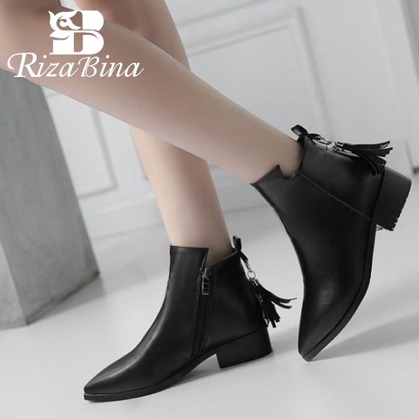 

rizabina size 34-43 ladies flats boots women solid color trifle metal winter warm boot female daily leisure dating footwears, Black