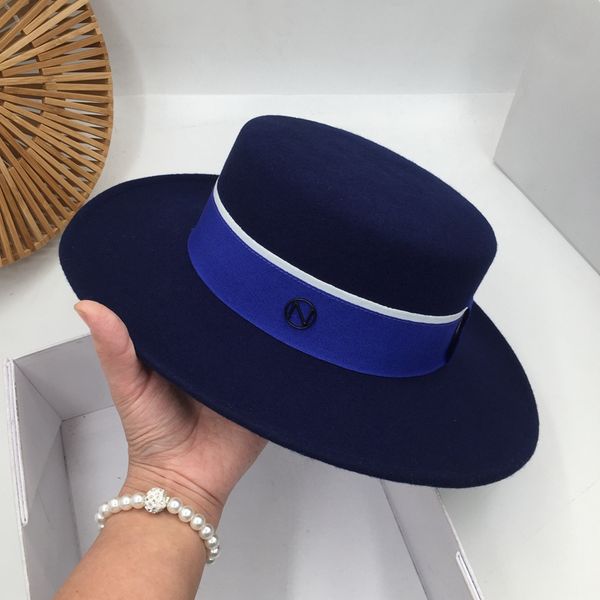 

about joker wool hat sir women in europe and the british fashion hat socialite party tide blue flat top, Blue;gray