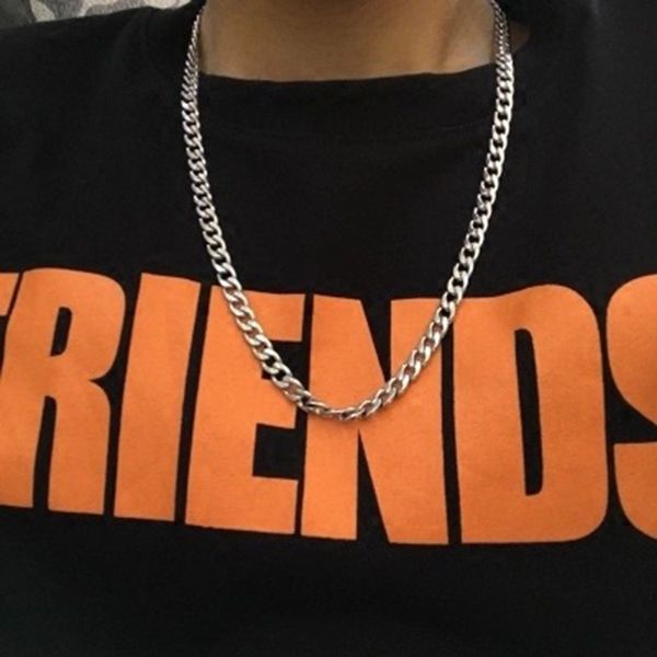 

menswear punk stainless steel necklace hip-hop chain cuban brake chain menswear rock band women's jewelry "5" "7, Silver