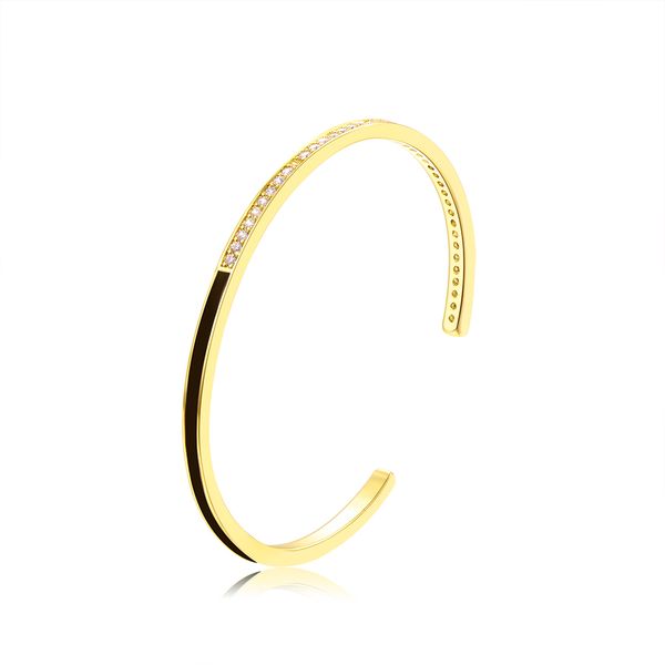 

erluer love deluxe marque women bijoux cuff gold bangles accessories fashion rose gold crystal zircon enamel metal jewellery, Black