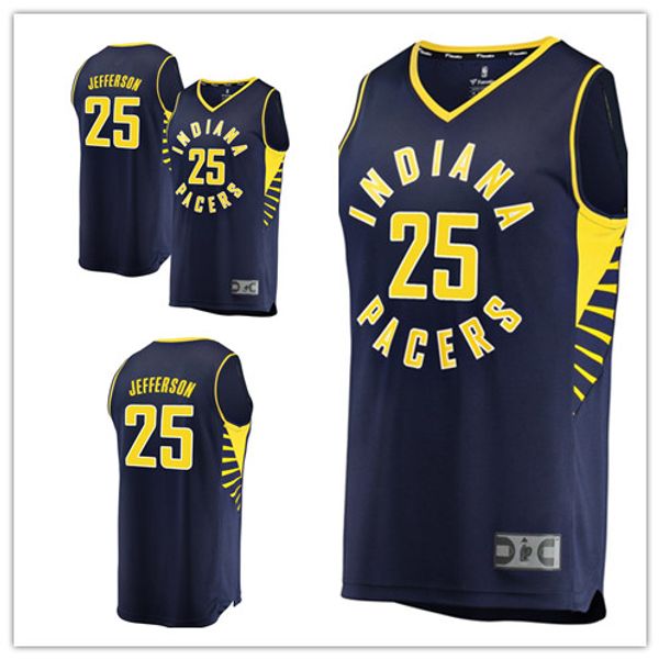 

custom 2019 men's indiana pacers 25 al jefferson fanatics branded navy fast break player nba kids sewing basketball jersey, Black