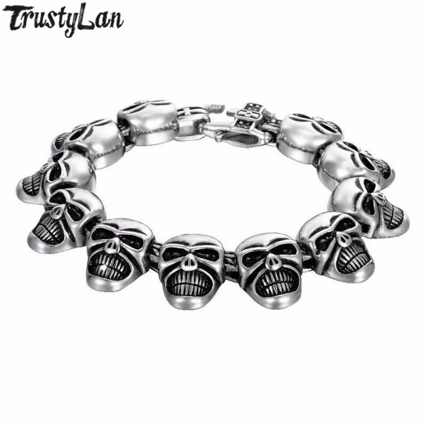 

stainless steel skull bracelet for dropshipping, Golden;silver