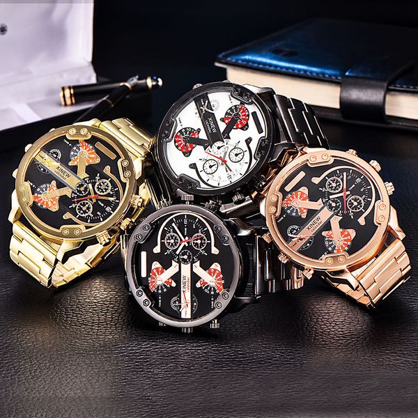 

sports watches men analog digital leather sports watches men's army watch man quartz clock relogio, Slivery;brown