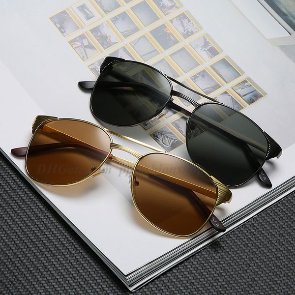 

new 3429 brand sunglasses fashion trend metal designer sunglasses retro casual anti-glare glass lens sunglasses, White;black