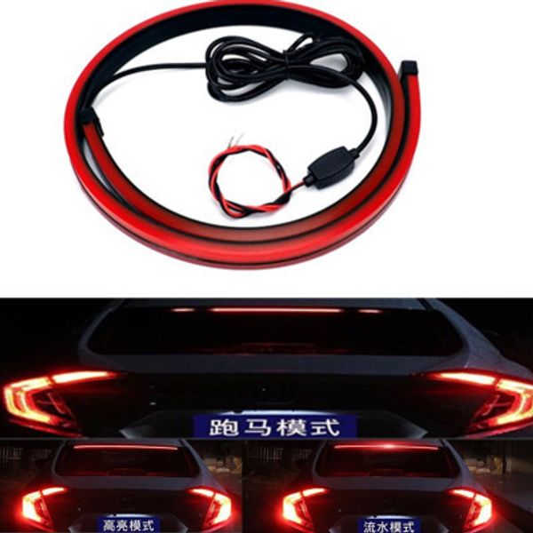 

4functions super bright red flowing flashing additional car third brake light tail high mount slamp 12v carturn signal strip