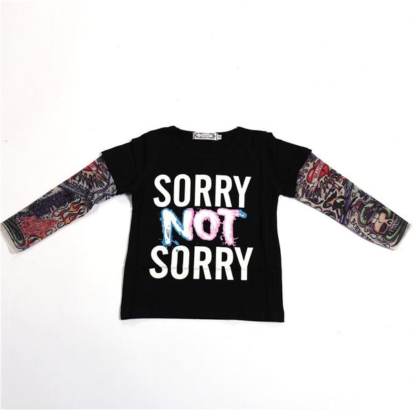 

ins selling kid's t-shirt long sleeve joint hiphop tatoo wen shen xiu t-shirt sorry not sorry printed, White