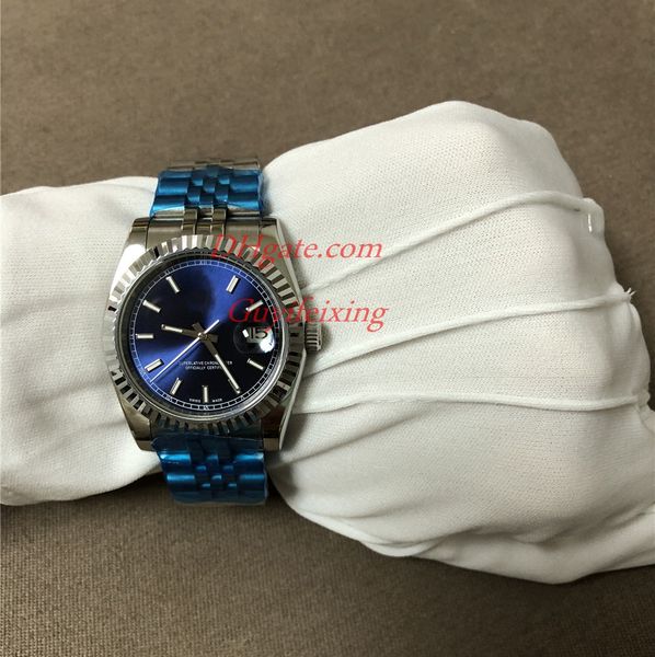 

luxury mens women watches 116234 blue face automatic watch mechanical sapphire original stainless steel clasp couple wristwatches, Slivery;brown