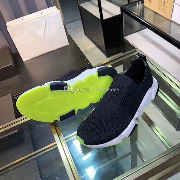 

sock shoes speed trainer casual shoe in neon green sole men luxury shoes desginer women casual sneaker vintage sock knit espadrilles, Black