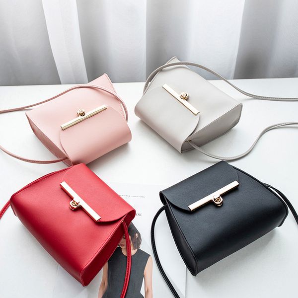 

women fashion pure color leather messenger shoulder bag chest bag