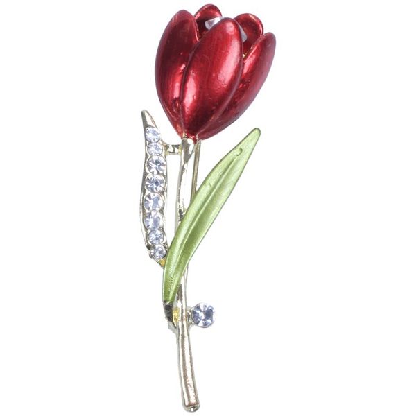 

rhinestone tulip brooch dripping flower brooch accessories(red, Gray