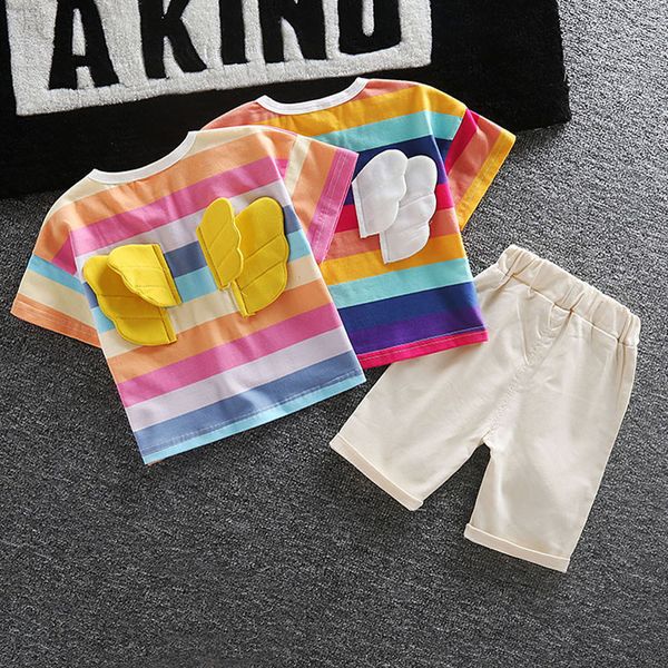 

toddler kids summer 2019 girls clothes 2 3 years rainbow stripe fashion t shirt pants girls outfits kids clothing for sets, White