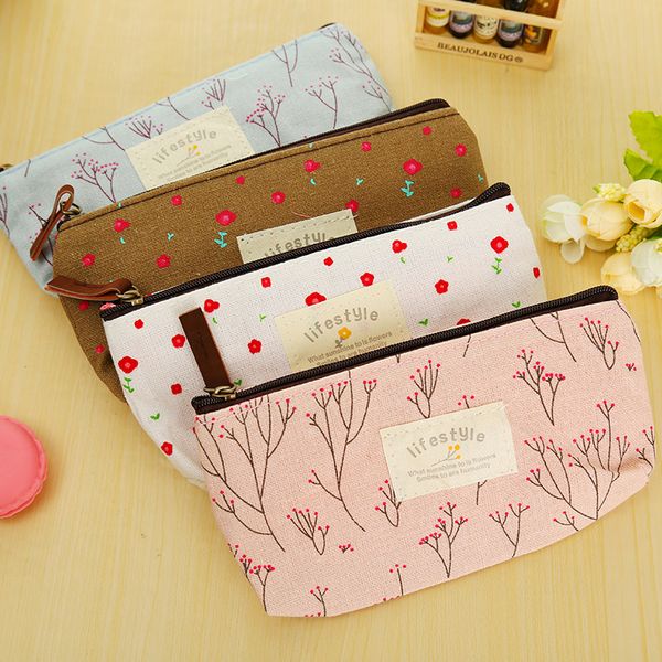 

new floral pencil case school pencil cases for girl stationery canvas bag estojo escolar school supplies