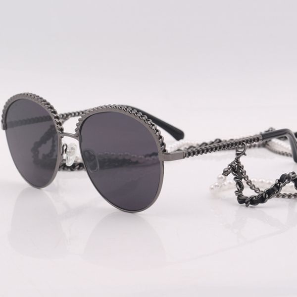 

oval frame women sunglasses fashion brand designer sunglasses with chain 2184, White;black