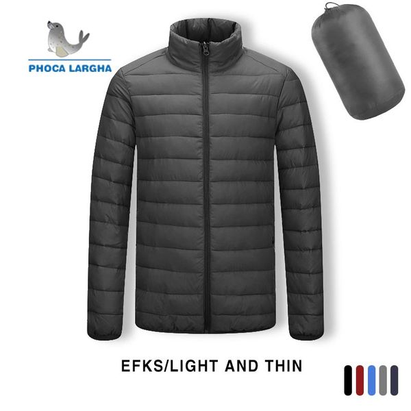 

2019 winter models white duck down light down jacket men's hooded large size jacket men's casual waterproof spring, Black