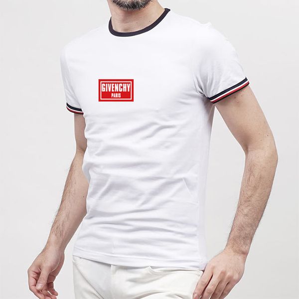 

2019ssluxury europe paris embroidery contrast patchwork tshirt fashion mens designer t shirt casual men clothes cotton tee, White;black