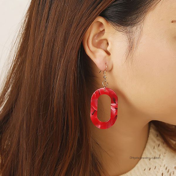

Fashion Trend Jewelry Simple Design Geometric Earrings Round Tortoise Shell Resin Acrylic Earrings For Women Wholesale