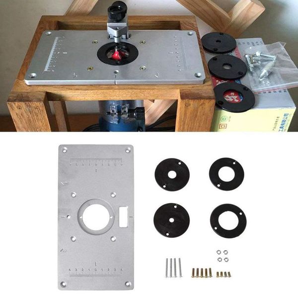

aluminum router table insert plate w/4 rings screws for woodworking benches