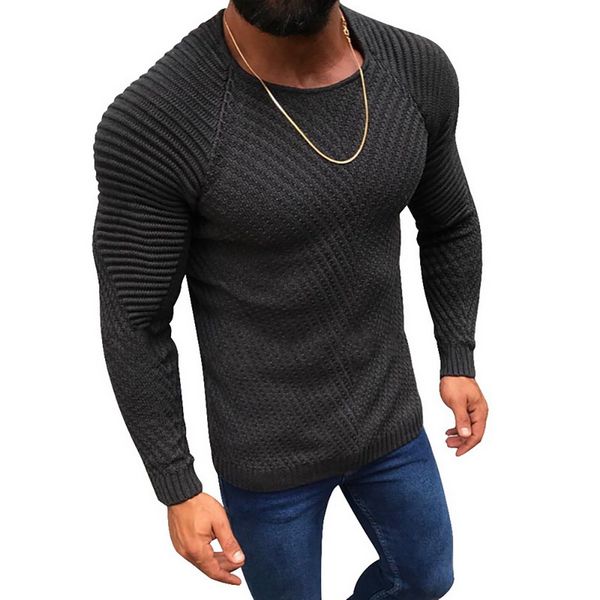 

mjartoria men fashion knitted pullover male solid color o-neck striped long sleeve sweater spring winter slim fit casual sweater, White;black