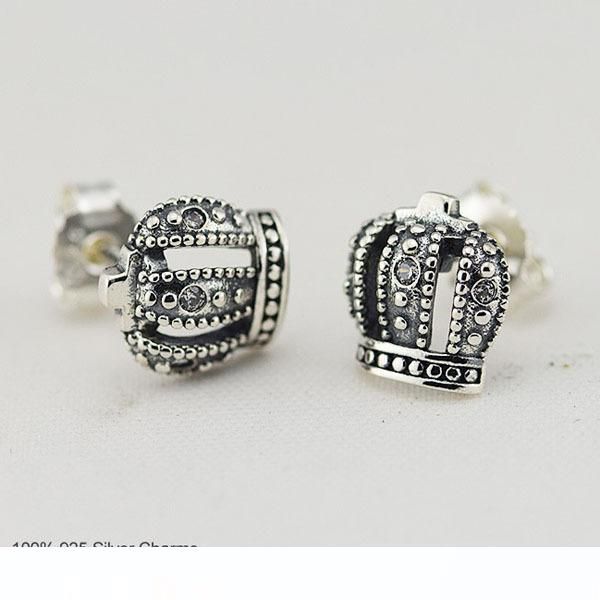 

подходит pandora аутентичного 925-sterling silver-royal crown серьга с ювелирными изделиями циркония серьги для женщин европейской моды, Golden;silver