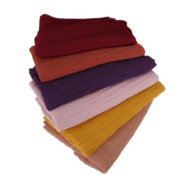 

pearl chiffon fold muslim woman scarf accessories wave crushed hijab turban femme headscarf wholesale drop shipping, Red