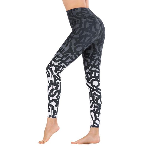 

letter print yoga pants women fitness running leggings high waist female sports panties full long gym floral tights bodysuit, White;red