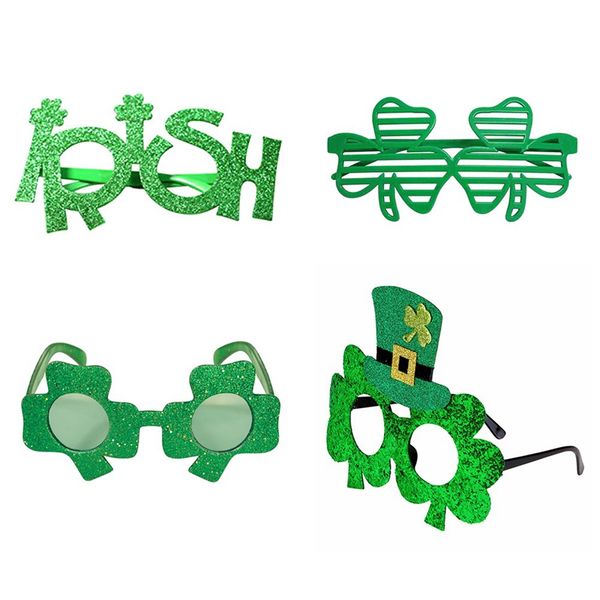 

st patricks day decorations glasses headwear lucky green clover funny clover green hat glasses holiday gift for irish party