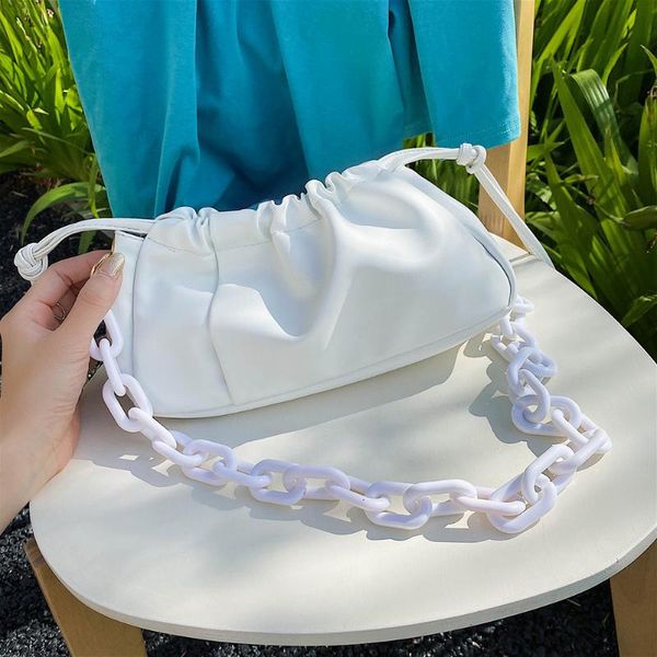 

elegant female chain tote bag 2020 new soft pu leather women's handbag solid color shoulder messenger bag