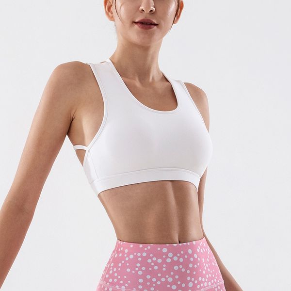 

womens sport bra fitness yoga running vest underwear padded crop underwear beauty back workout bras female solid yoga vest, White;black