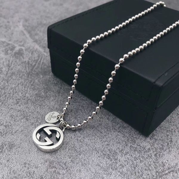 

Pendant 925 terling ilver long round choker necklace for women wedding jewelry gift boho gg necklace luxury de igner brand