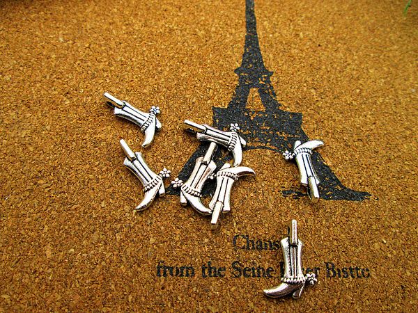 

120pcs boots charm antique tibetan silver 2 sided mini boots pendants charms 16x12mm, Bronze;silver