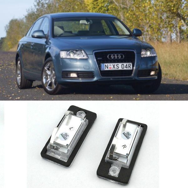 

2 bulbs xenon white led license number plate lights for a6 c6 4f s6 05-09 car accessories error canbus