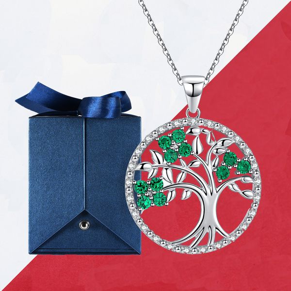 

рождественский подарок дерево жизни ожерелье женщины стерлингового серебра 925 щепка цепи ювелирные изделия femme длинные ожерелья ювелирные, Silver