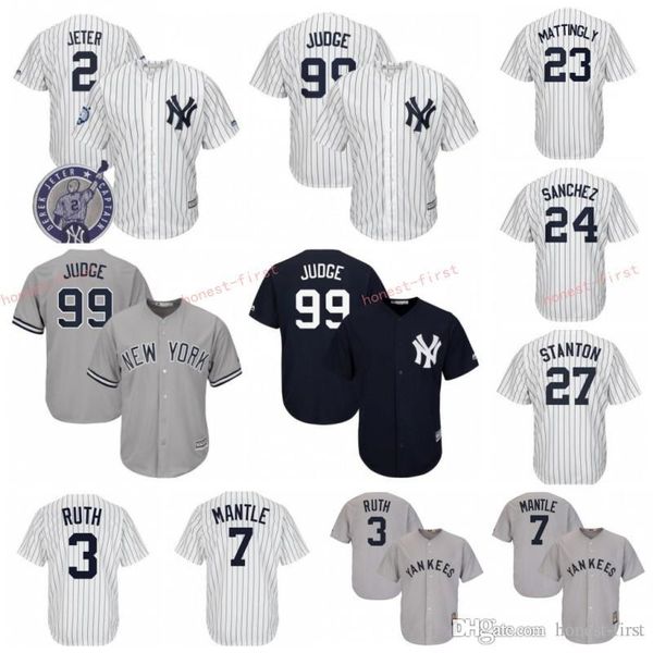 

New York 99 Aaron Judge Yankees Baseball Cheap 27 Giancarlo Stanton 25 Torres 23 Don Mattingly 24 Gary Sanchez 3 Babe Ruth 7 Mantle Jeter