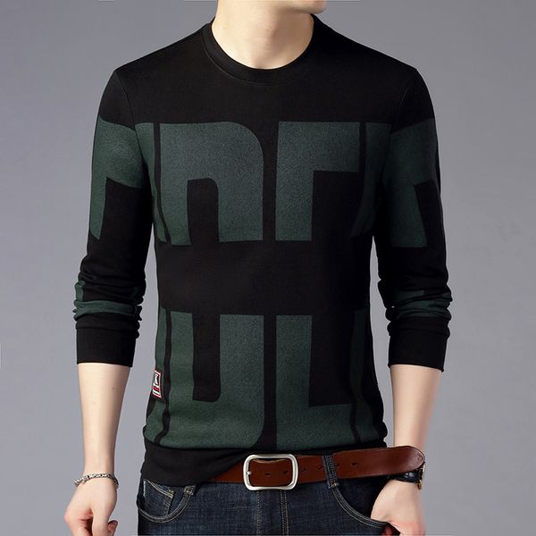 

2019 new autumn fashion sweater pullover men's long-sleeved sports sweater slim bottoming sweater casual men's warm large size s-3, White;black