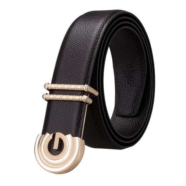 

hi-tie fashion designer men's business waist belts luxury buckle genuine leather belts for men 110-125cm ceinture homme bk-0010, Black;brown