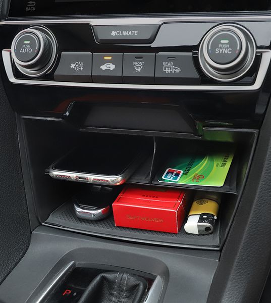 

car styling car central control multifunction storage box multi-grid storage box for civic 2016 2017 2018