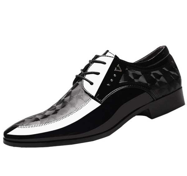 

2020 pu oxfords leather men's shoes lace up breathable formal office for man big size 38-48 flats casual dress shoes, Black