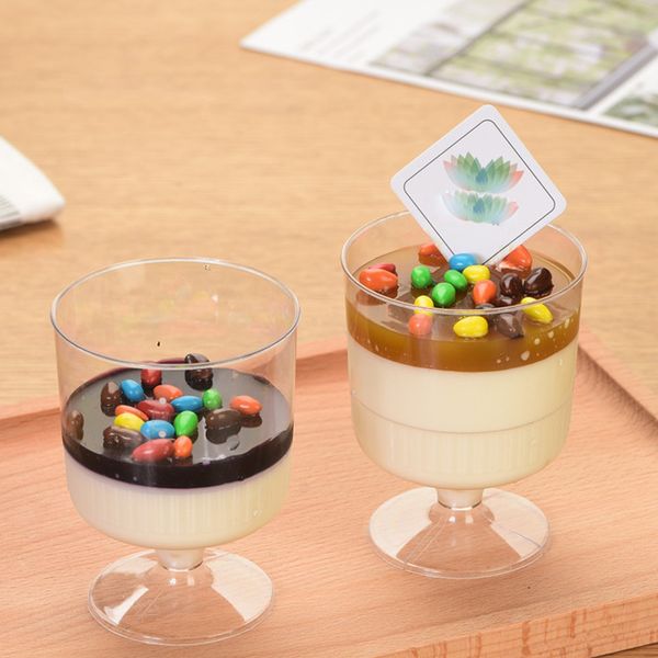 

disposable red wine glass clear plastic cup for ice cream cake pudding birthday party holiday dinner disposable tableware supplies