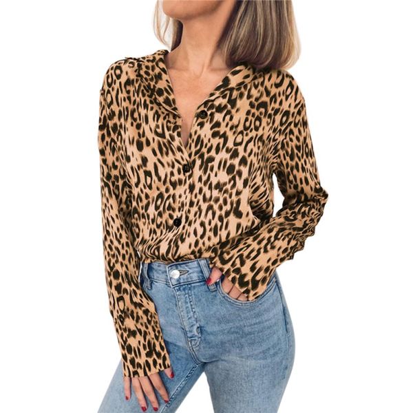 

vintage leopard blouse shirts autumn women long sleeve turn down collar lady office plus size shirt loose blusas chemisier, White