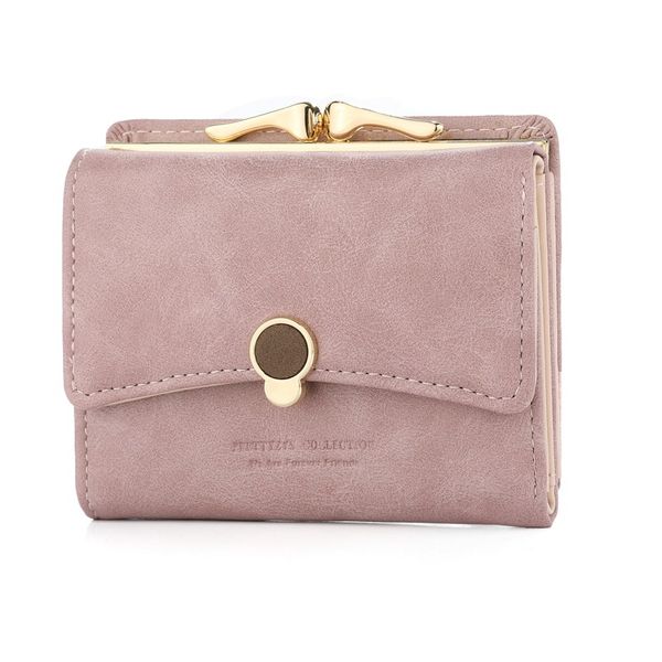 

new fashion trifold small women wallet short designer female coin purse solid casual mini lady wallet brand women purse bag, Red;black