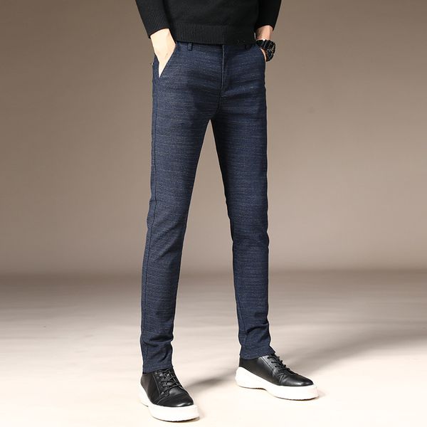 

men's pants 2021 autumn spring men business brand clothing classic casual trousers straight gray black plaid