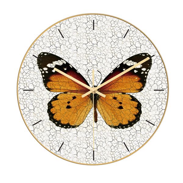 

acrylic material of butterfly crack wall clock ultra-quiet clock record personality room decorative silent movement wall watch